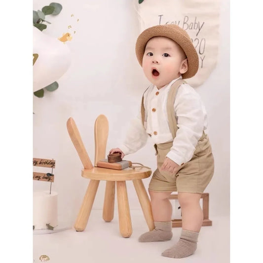 Baby Boy Clothe Set Cake Sash Outfit Dsetruction Shirt Suspenders Shorts Children' 1st Birthday Party Newborn Photograph Outfits