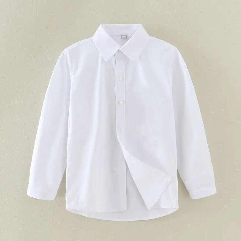 Boys Girls White Shirts for Students Uniform Long Sleeve Cotton Blouse Teenagers School Clothes Formal Wear 4 6 8 10 12 Years