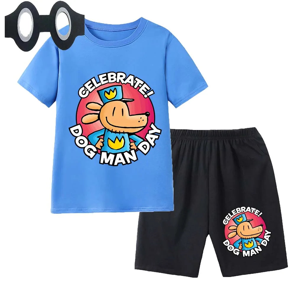 Hot Sale Cartoon Kids TShirt Shorts Mask 3PCS Captain Underpants DogMan Baby Boys Girls Clothe Summer Children Cotton T-Shirt