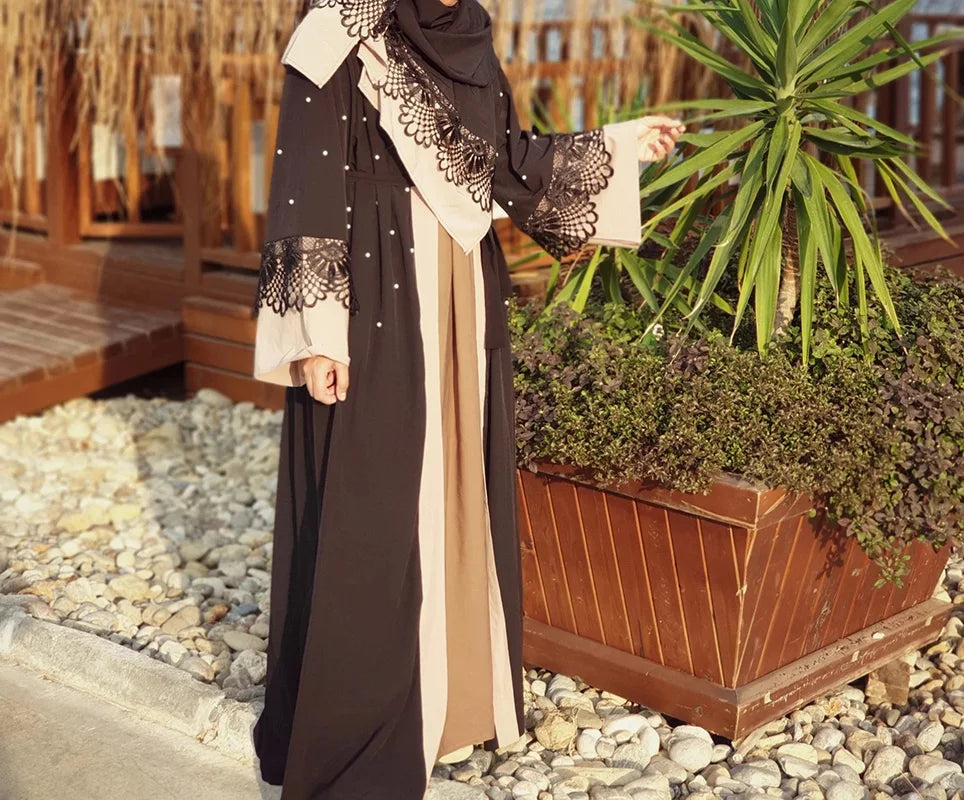 Abaya Dubai Femme Luxury Gold Rhinestones Muslim Dress Abayas Women Kaftan Islamic