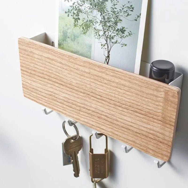 Wall Mounted Wooden  Rack Miscellaneous Clothes  Organizerwall Hook Living Room Storage Device Household Accessories