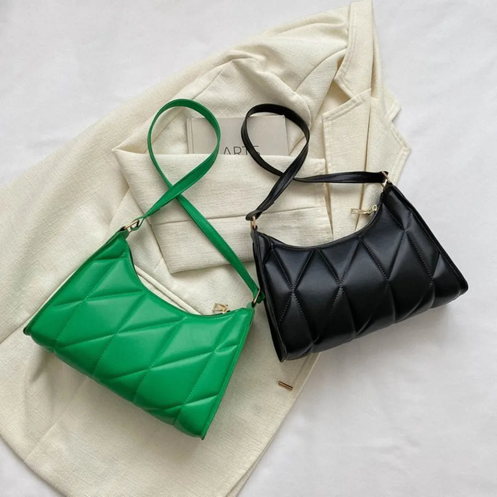 Trendy Women Shoulder Bag PU Leather Underarm Bag Solid Color Handbags Leisure Commuting Small Handle Bags Fashion Zipper Clutch