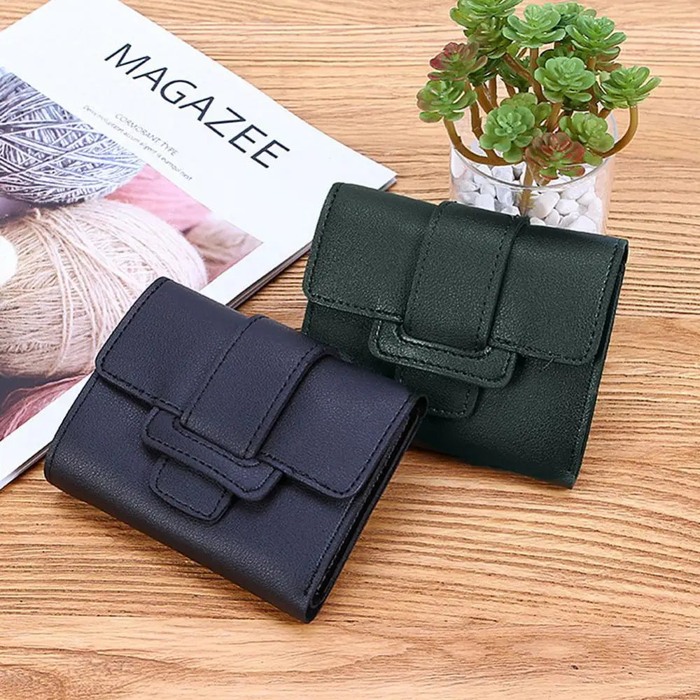 Women Solid Color Card Holder Handbag Trifold Short Wallet Cash Card Holder Coin Purse Bag