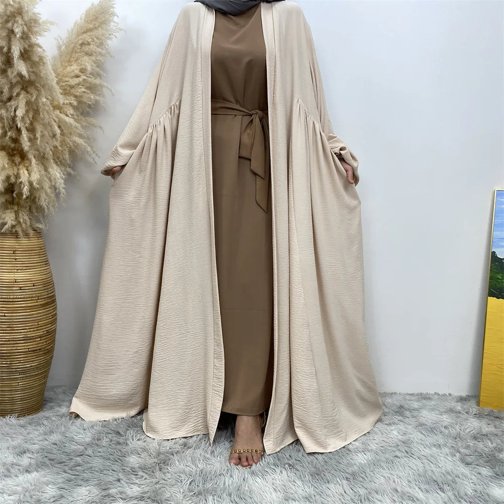Kaftan Open Abaya Islam Dress Muslim Women Kimono Eid Black Long Robe Marocain Caftan Kimono Cardigan Jalabiya