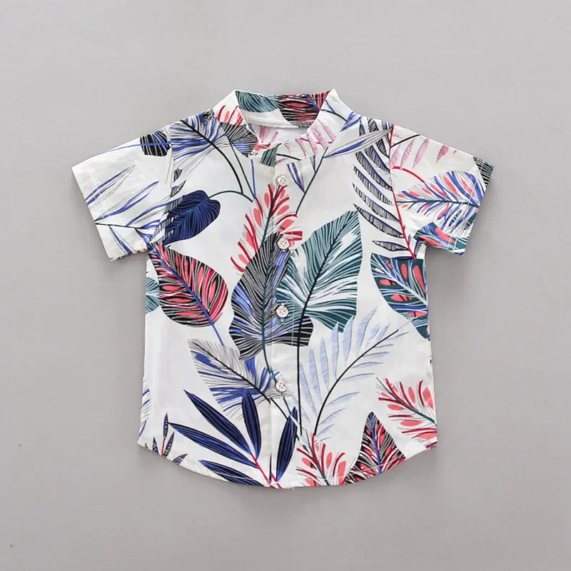 Summer Boys Short Sleeve Set Children Printed Casual Shirt T-shirt+Shorts 2 Piece Clothing Baby
