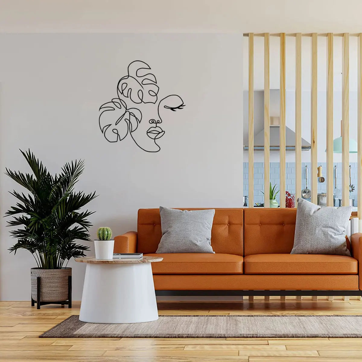 Metal Wall Art Woman Face Metal Art Minimalist Abstract Girl Face Line Art Wall Durable Rust-Proof Abstract Modern Female Face