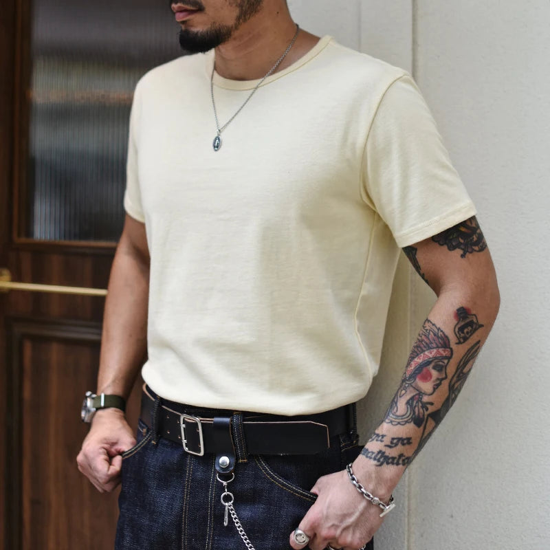 Tops & Tees Men's T-shirt Summer Short Sleeve 5 Colors Pure Cotton  Anti-deformation Double-woven fabric 340g