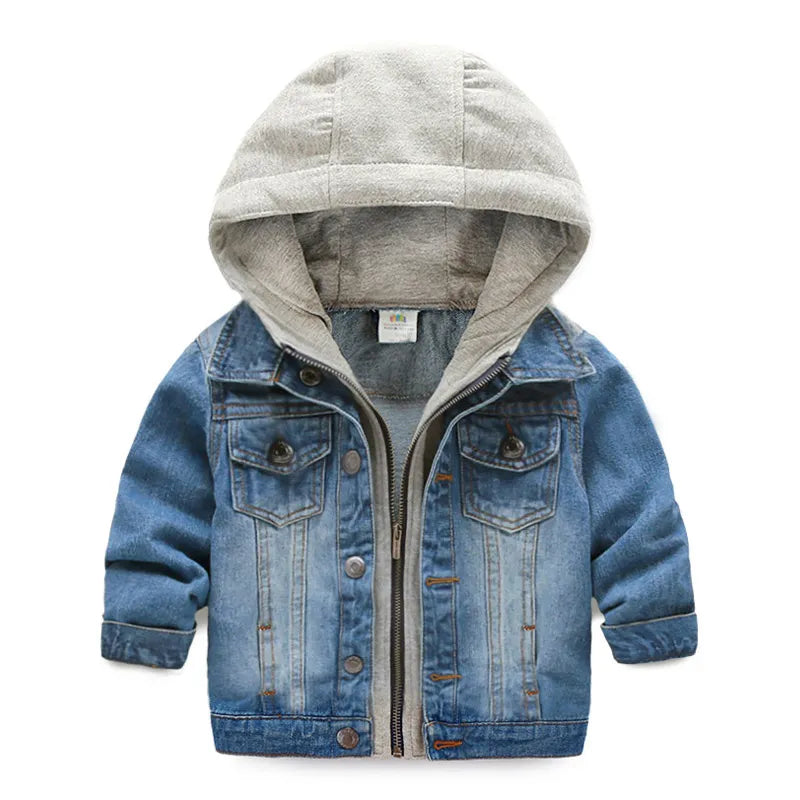 Spring Autumn Fashion 3 4 5 6 8 10  Years Teenager Children Clothing Baby Coat Tops Handsome Kids Boys Hooded Denim Jackets