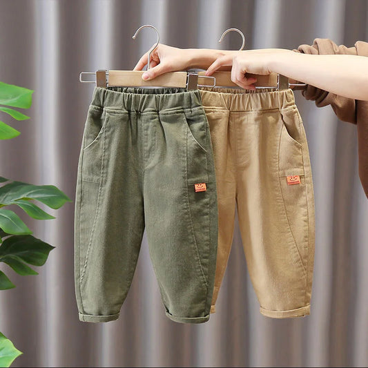 New Autumn Winter Thicken Warm Boys Pants Cotton Children Trousers Fashion Letter Cargo Pants Kids Tracksuit