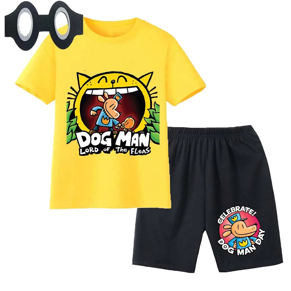 Hot Sale Cartoon Kids TShirt Shorts Mask 3PCS Captain Underpants DogMan Baby Boys Girls Clothe Summer Children Cotton T-Shirt