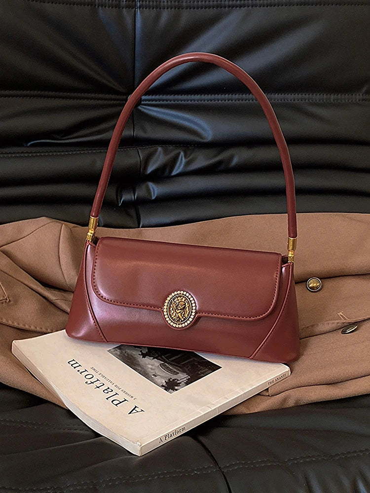 Shoulder Underarm Bag for Women High Grade Red Wedding Bridal Bags Trendy Versatile PU Leather Handbags