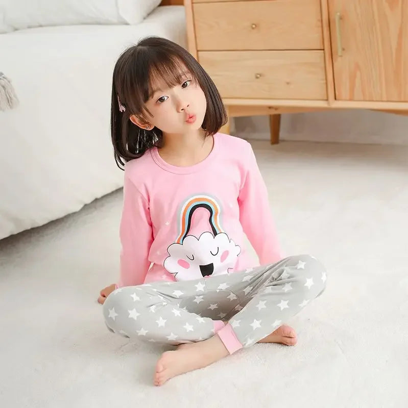 Autumn Children Home Clothes Set Boys and Girls Long-sleeved Pajamas