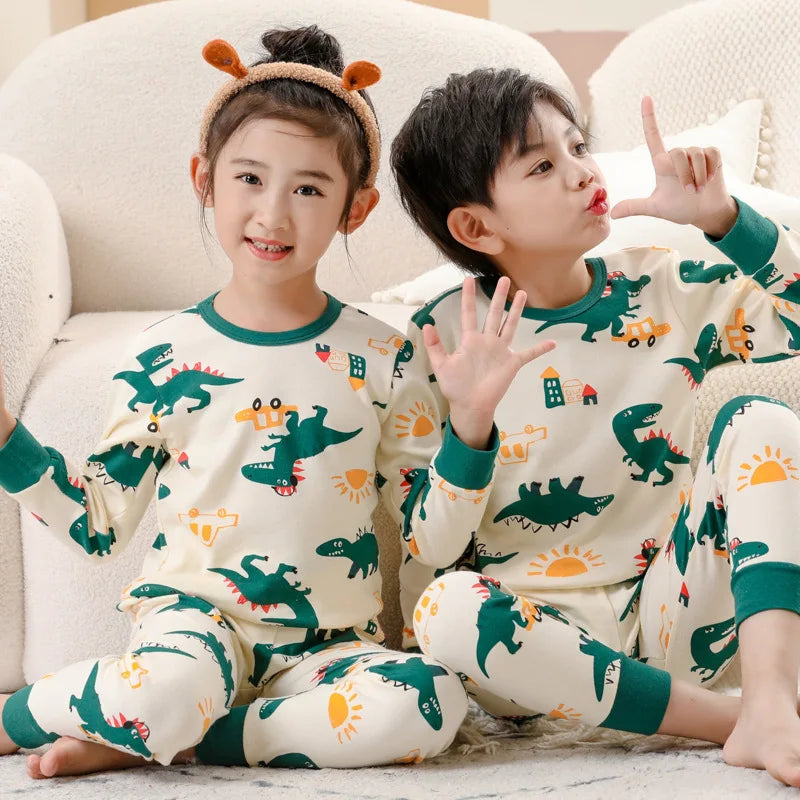 Boys Girls Pajamas Autumn Animal Panda Children's Clothing Sleepwear Cotton Pyjamas Sets For Kids 2 4 6 7 8 10 12 Years
