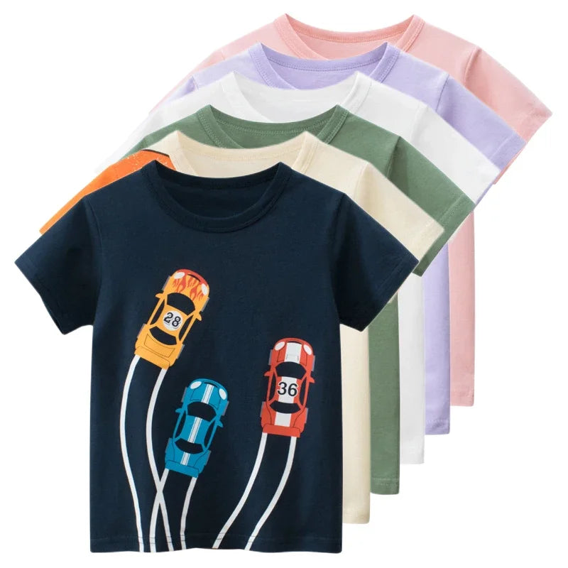 Summer Children's Clothing Boys Girls Letter Dinosaur Print Short Sleeve T-shirt Kids Cotton Tops Cartoon Print Boy T Shirt kids girls boys toddlers