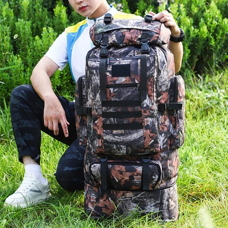 Large Capacity Waterproof Casual Tactical Backpack Men's and Women's Outdoor Sports Hiking Bags Travel Wear Resistant 100L