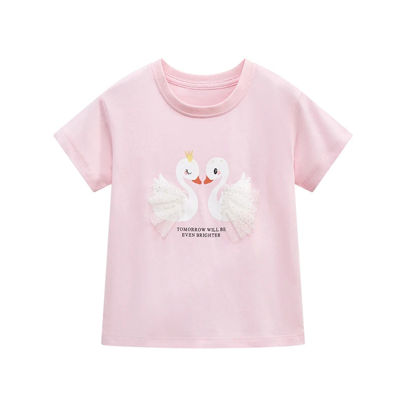 Little maven  Cotton T-shirt Short Sleeves Summer Clothes with Little Bees Lovely for Baby Girls Kids 2 to 7 year