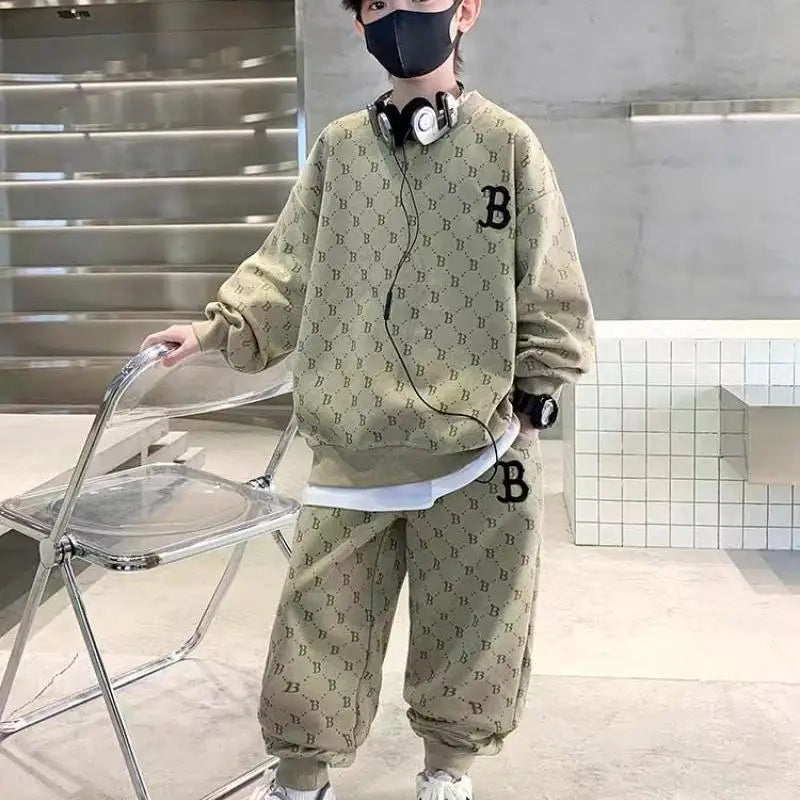 Autumn Fashion Children Suits Kids Clothes Boy Round Neck Sweatshirt and Pants 2Pcs Outfit Sets Junior Kids Sports Tracksuit