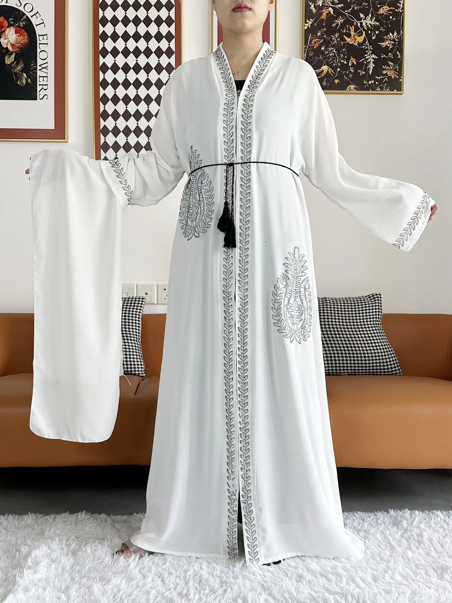 Open Abaya Dubai Kaftan Muslim Cardigan Abayas Dresses for Women  Casual Kimono Robe Femme Caftan Turkish Islamic Clothes