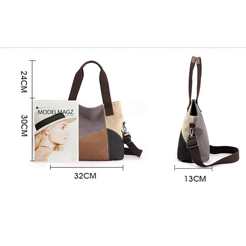 Women's Bag Canvas Handbag High Quality Shoulder Bag Patch Messenger Shoulder Bag Fashion Women's Casual Crossbody Bag