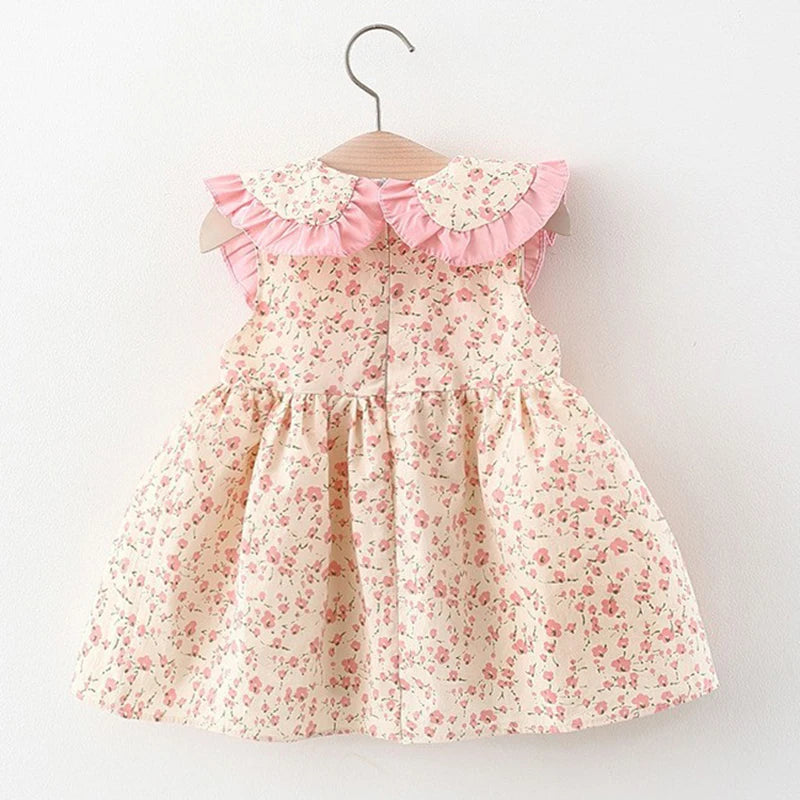 Summer 2Piece Outfit Infant Baby Girl Princess Beach Dress+Bag Cute Print Cotton Sleeveless Toddler Baby Girl Clothes Set