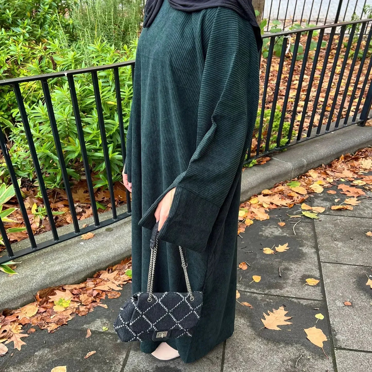 Corduroy Abaya Winter Muslim Warm Long Dresses Abayas for Women Dubai Luxury Modest Turkish Islamic Clothing Kaftan Hijab Dress
