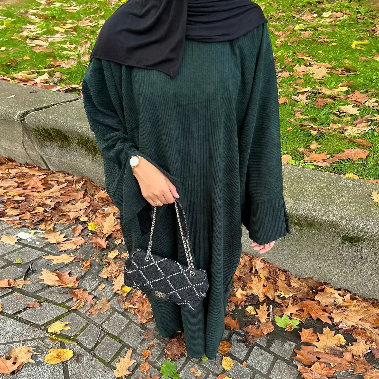 Corduroy Abaya Winter Muslim Warm Long Dresses Abayas for Women Dubai Luxury Modest Turkish Islamic Clothing Kaftan Hijab Dress