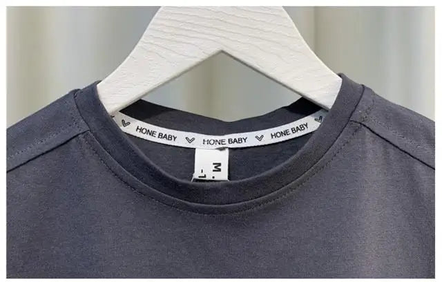 Kids Clothes Girls Boys Summer Sleeveless Suit Gray Vest +Shorts 2pcs Clothes Set Letters Printed Loose Tops Cotton Outfits
