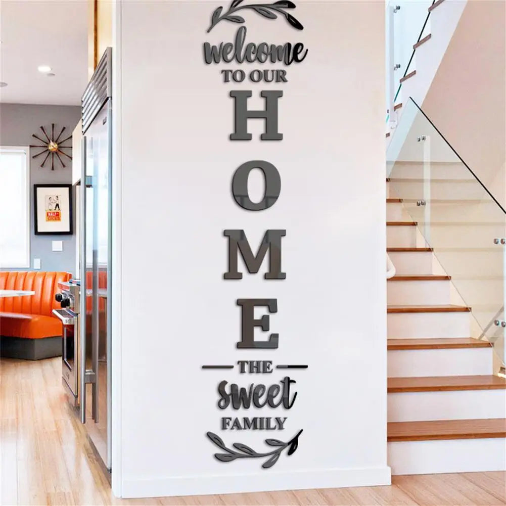 Mirror 3D Wall Stickers English Letters Home Family Acrylic Mirror Wall Decals DIY Removable Mirror Wall Stickers for Home Decor