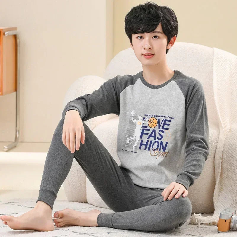 Teen Boys Clothing Teenage Pyjamas Cute Cartoon Kids Nightwear Set Baby Homewear