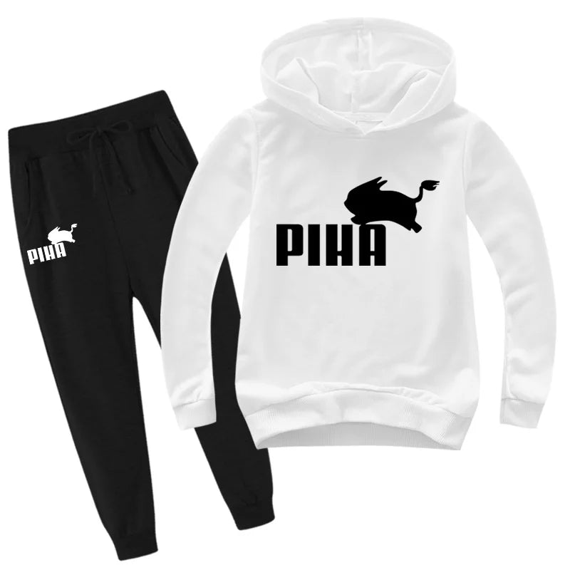 PIHA Rabbit Tracksuit Spring Sport Suit Kids Cartoon Printed Hoodie Pants 2pcs Sets Baby Boys Clothing Sets Toddler Girl Outfits boys toddlers