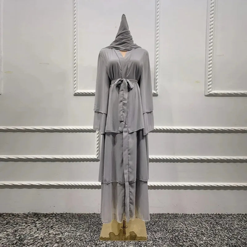 Chiffon Robe Longue Kimono Femme Musulmane Open Abaya Dubai Turkey Islam Arabic Muslim Dress Abayas for Women Caftan Marocain