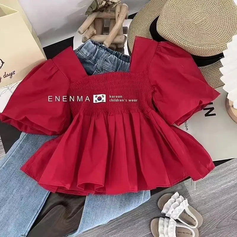 Kids Girls Summer Set New Clothing Fashionable Baby Girl Casual Top Children's Jeans Two Piece Set Kids Outfits kids girls  toddlers