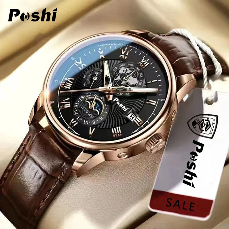 Swiss Brand Men Watch Fashion Top Luxury Sport Men's Wristwatch Waterproof Luminous Leather Date Quartz Watches Man clock