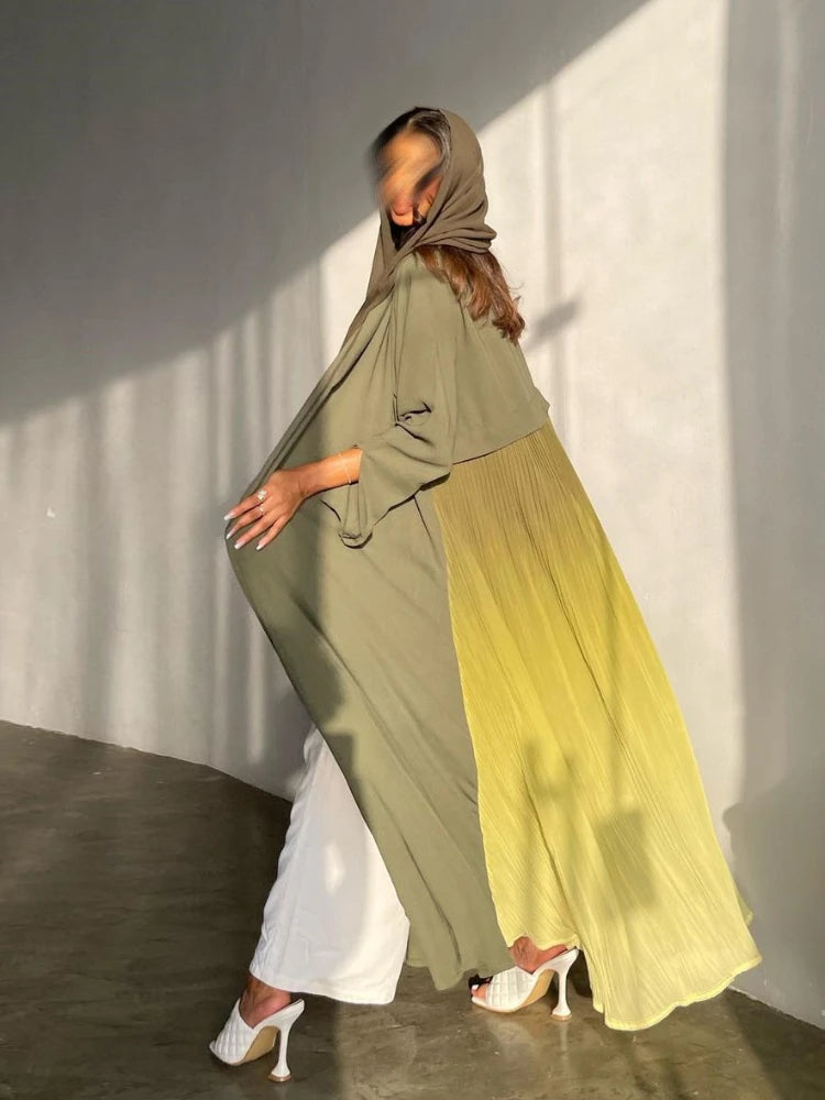 Abaya for Women Pleated Chiffon Abayas Party Dress Maxi Vestidos Kaftan Long Robe
