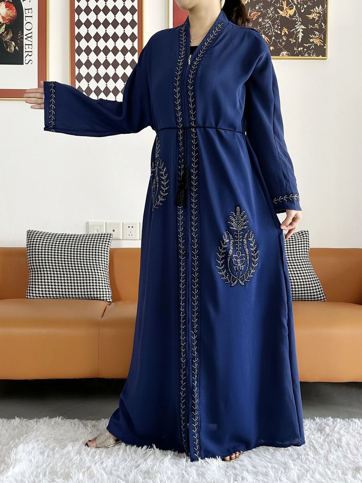Open Abaya Dubai Kaftan Muslim Cardigan Abayas Dresses for Women  Casual Kimono Robe Femme Caftan Turkish Islamic Clothes