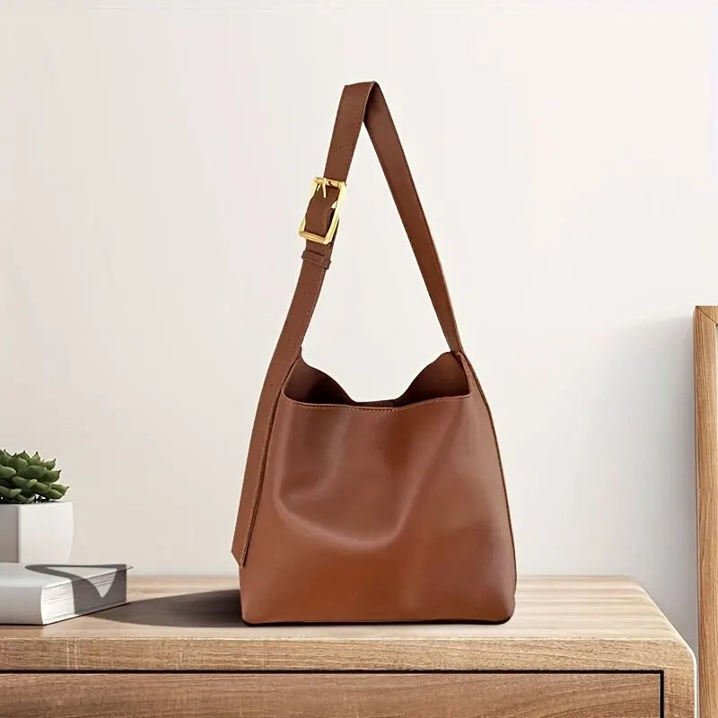 Women Shoulder Bag Solid Fashion Handbag Crossbody Bag Women's Minimalist PU Leather Bag