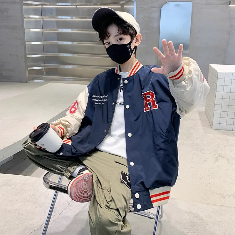 Spring Autumn Bomber Jacket for Kids Casual Baseball Uniform Coats Children Outerwear Boys Varsity Clothes