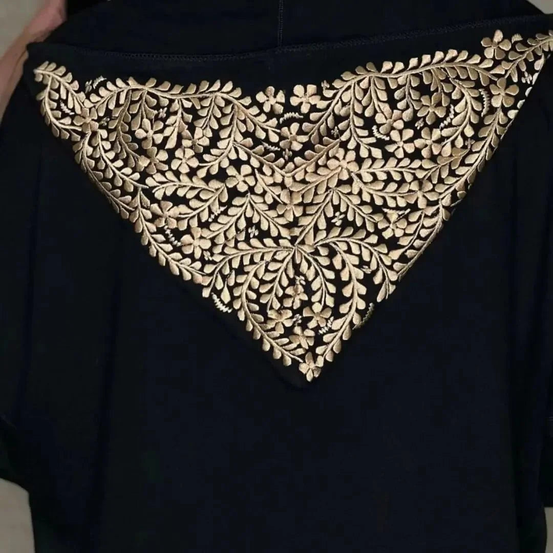 Caftan Women Gold Applique Beaded Stand Collar Abaya For Wedding Party Middle Kaftan Long Sleeves With Belt