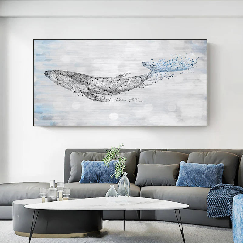 Geometric Whale Starry Sky Abstract Canvas Painting Posters and Prints Wall Art Pictures Bedroom Living Room Home Decor No Frame