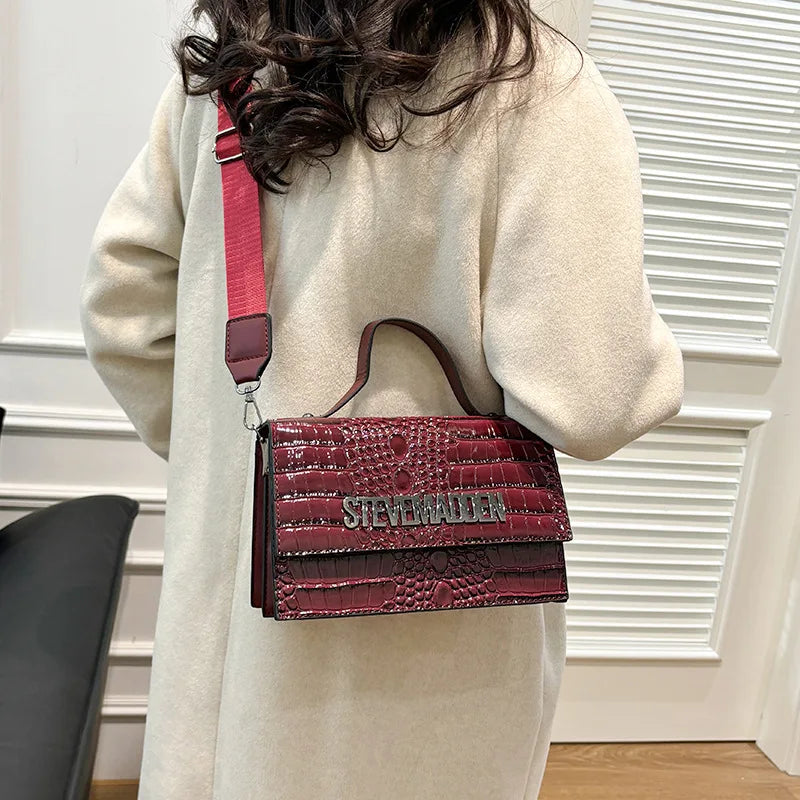 Ladies Simple Shoulder Bag High Quality Girls Crossbody Vintage Fashion Snake Skin Pattern for Girls Underarm Bag PU