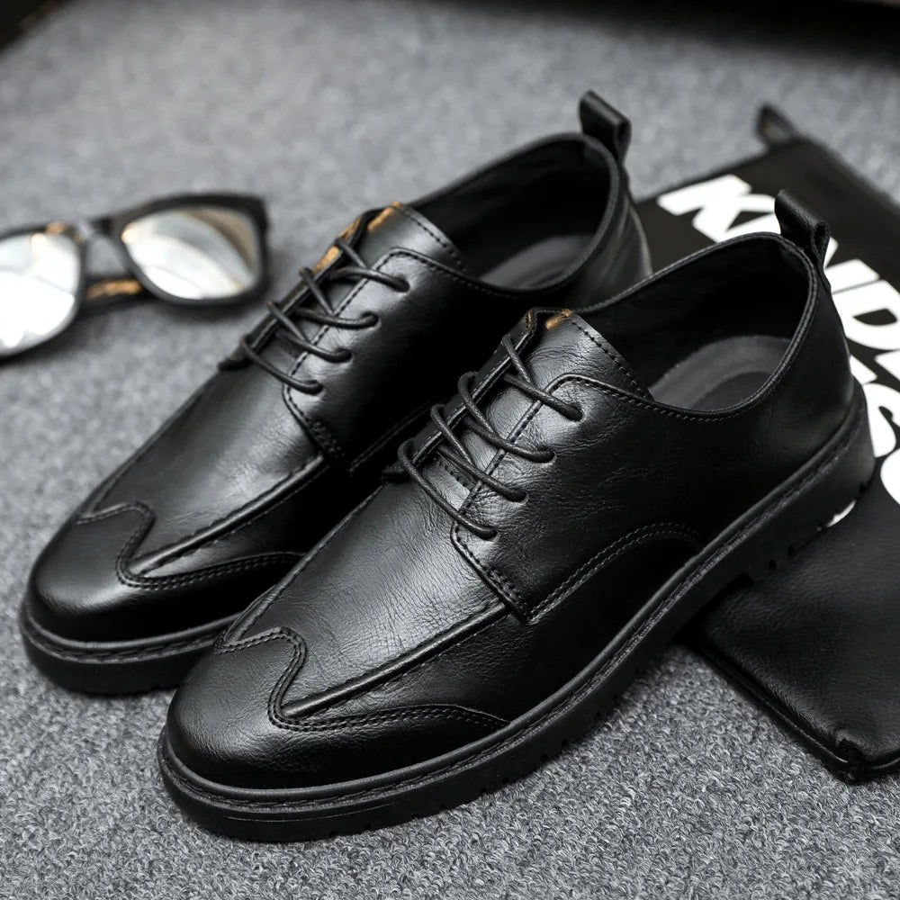 New Leather Casual Shoes for Men British Lace-up Oxford Shoes Men's Classic Business Dress Shoes Men Loafers  Hombre