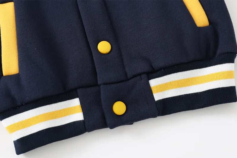 Boys Baseball Uniform Outwear Autumn Winter Casual Thicking Letter Print Cotton Coats V-Neck Children Outfits For Boys  kids