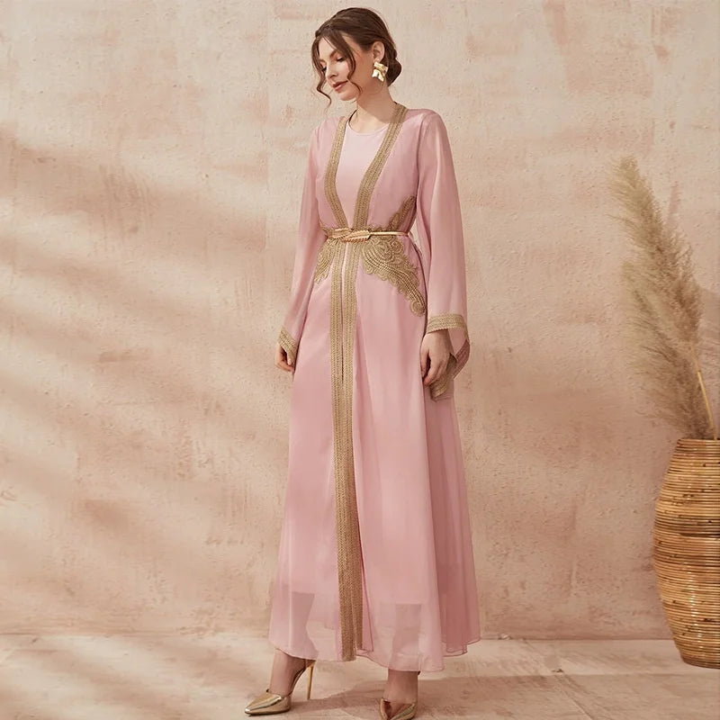 Muslim Arab Dress Middle East Dubai Women's Set Clothing Abaya Luxury Long Elegant