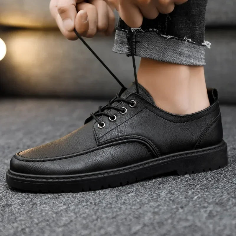 New Leather Casual Shoes for Men British Lace-up Oxford Shoes Men's Classic Business Dress Shoes Men Loafers  Hombre