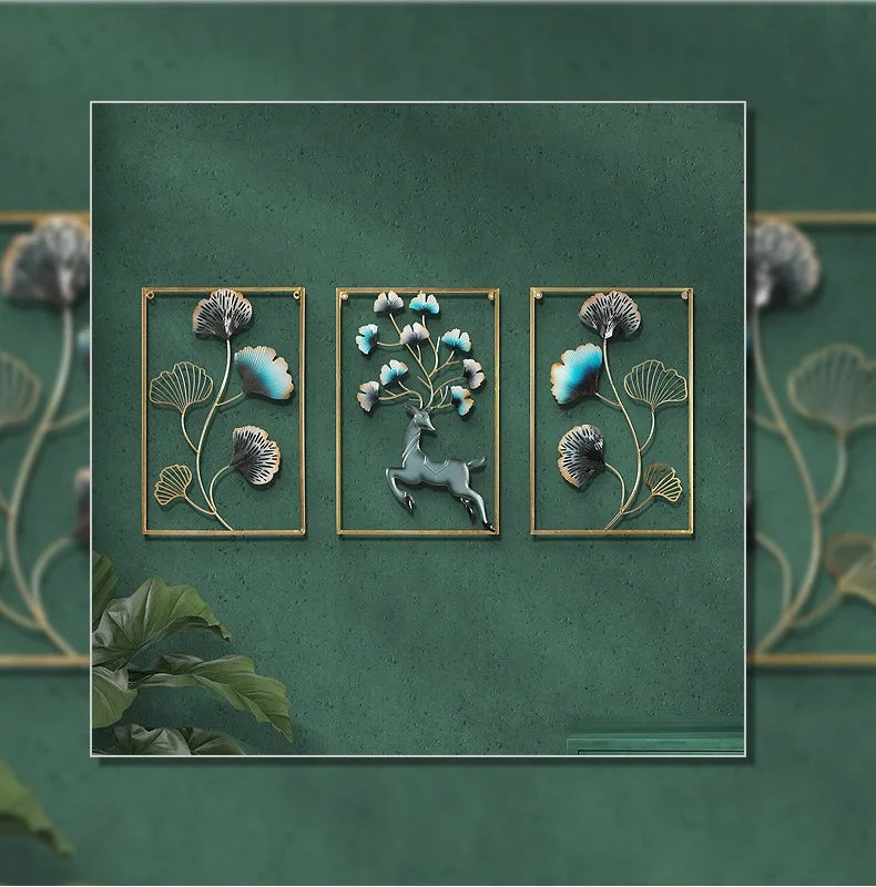 New Chinese metal jewelry iron art wall decoration hanging painting living room bedroom TV background wall stereo wall hanging
