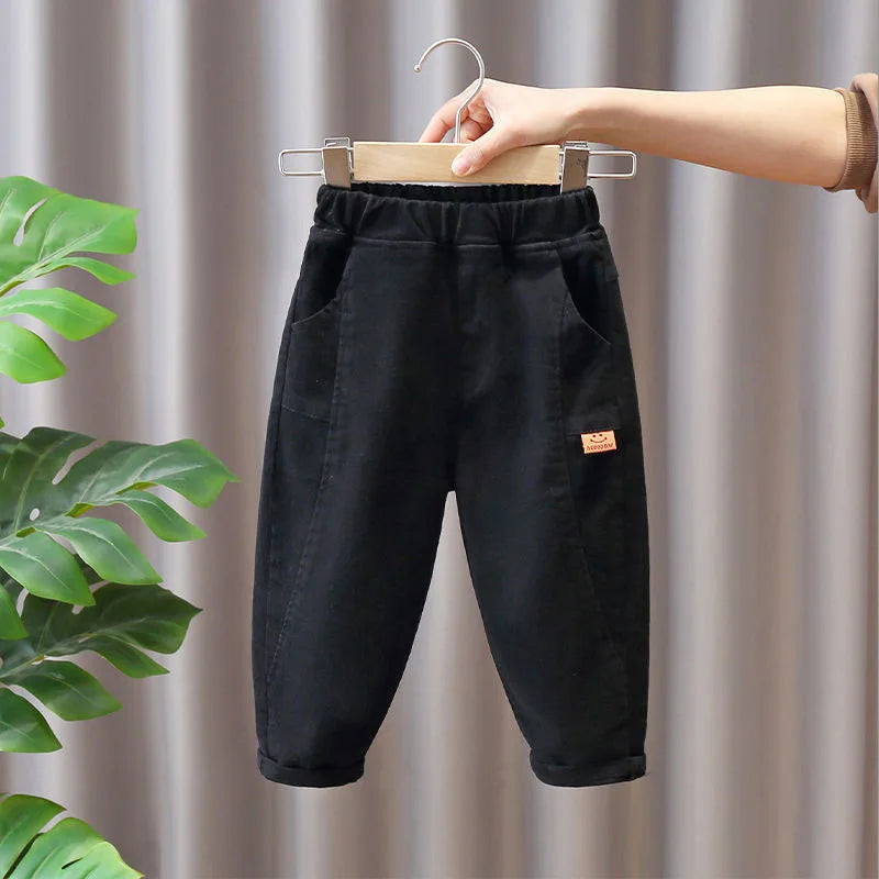 New Autumn Winter Thicken Warm Boys Pants Cotton Children Trousers Fashion Letter Cargo Pants Kids Tracksuit