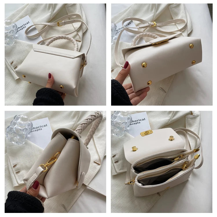 Twist Hand Bags for Women High Quality PU Shoulder Bag Cute Purses and Handbag Designer Crossbody Bag Luxury Satchel