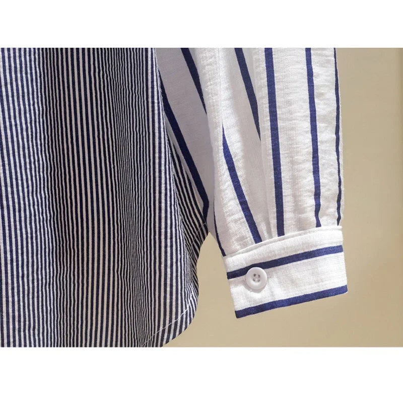 Long Sleeve Blouse Women Cotton Tops Striped Women Shirt Loose Female Clothing Blusas Mujer