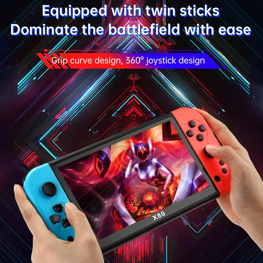 New X80 Handheld Game Console 7 inch Screen Portable Vedio Game Player Quad Core 16GB 10000 Games Retro Arcade Game Machine