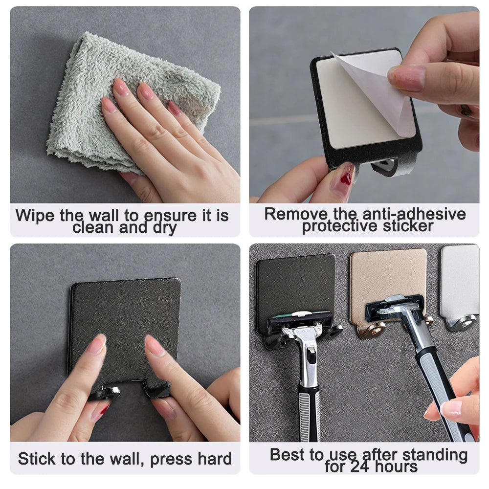 Magnetic Shaver Storage Rack Wall-mounted Storage Rack Kitchen Bathroom Plug Hook Space Aluminum Metal Key Holder Wall